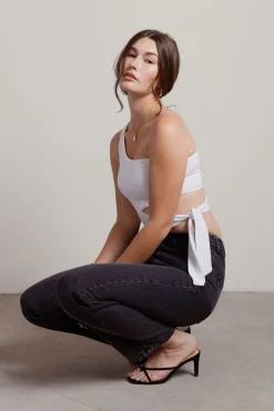 Tobi Ladies Night Crop Top - Light Blue