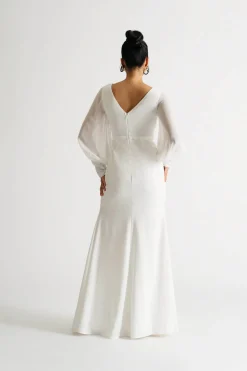 Tobi Ladies Only Sheer Long Sleeve Slit Maxi Dress