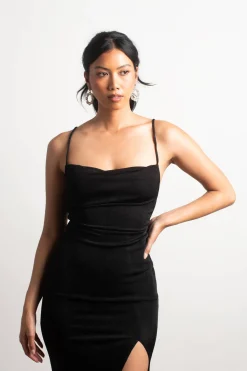 Tobi Last Dance Slit Bodycon Midi Dress - Black