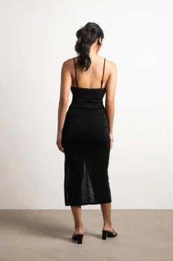 Tobi Last Dance Slit Bodycon Midi Dress - Black