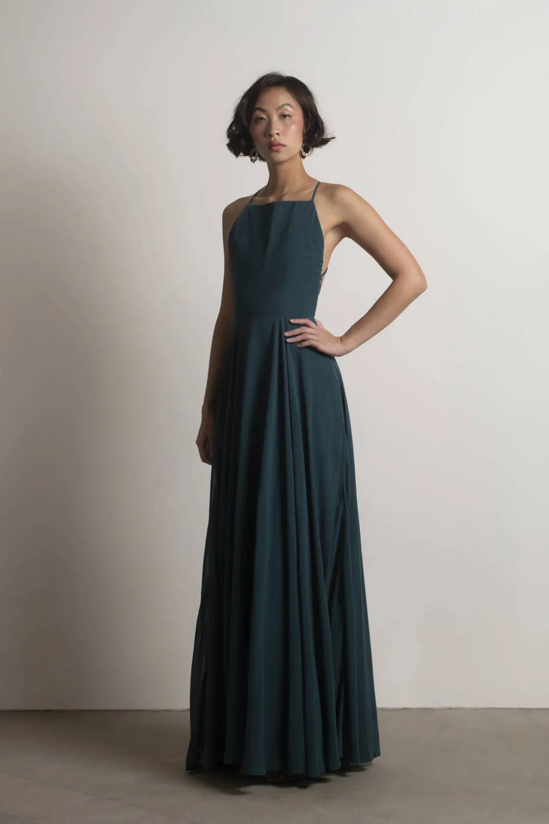 Tobi Last Touch Halter Cross Back Maxi Dress - Navy