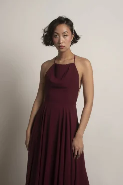 Tobi Last Touch Halter Cross Back Maxi Dress - Navy