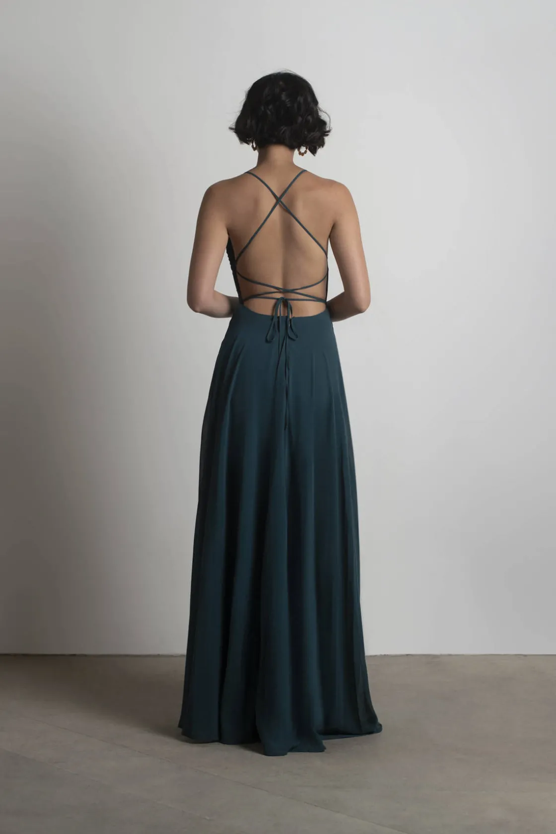 Tobi Last Touch Halter Cross Back Maxi Dress - Navy