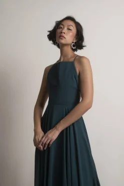 Tobi Last Touch Halter Cross Back Maxi Dress - Navy