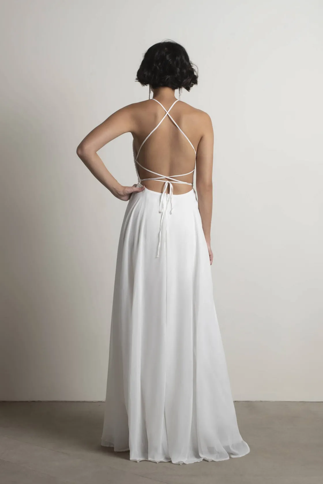 Tobi Last Touch Halter Cross Back Maxi Dress - Navy