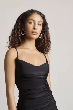 Tobi Late Nights Open Back High Slit Maxi Dress - Black