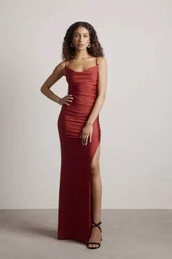 Tobi Late Nights Open Back High Slit Maxi Dress - Black
