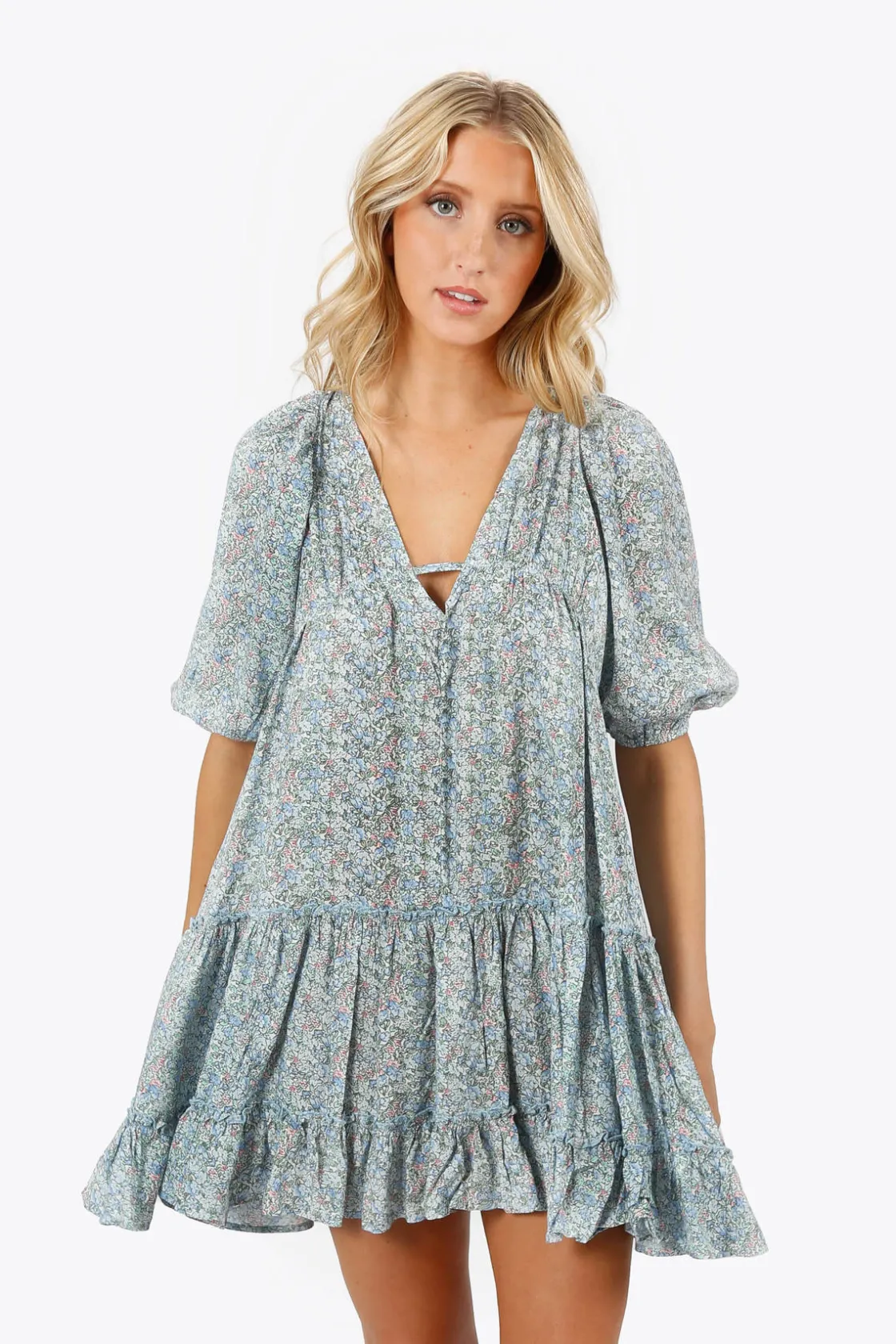 Tobi Layne Floral Tiered Mini Dress -