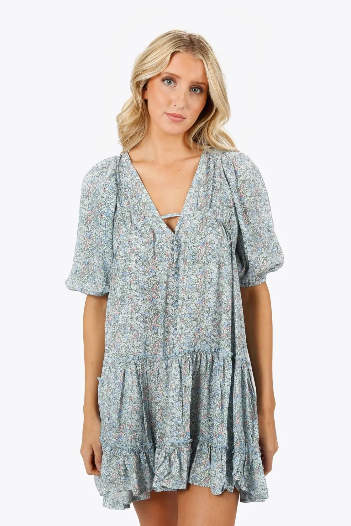 Tobi Layne Floral Tiered Mini Dress -