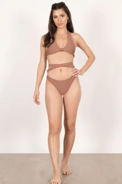 Tobi Lean Close Halter Monokini - Dark Rose