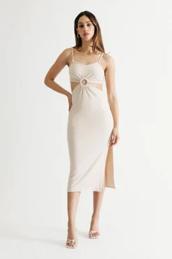 Tobi Lennon Cutout Slit Midi Dress - Chocolate Brown