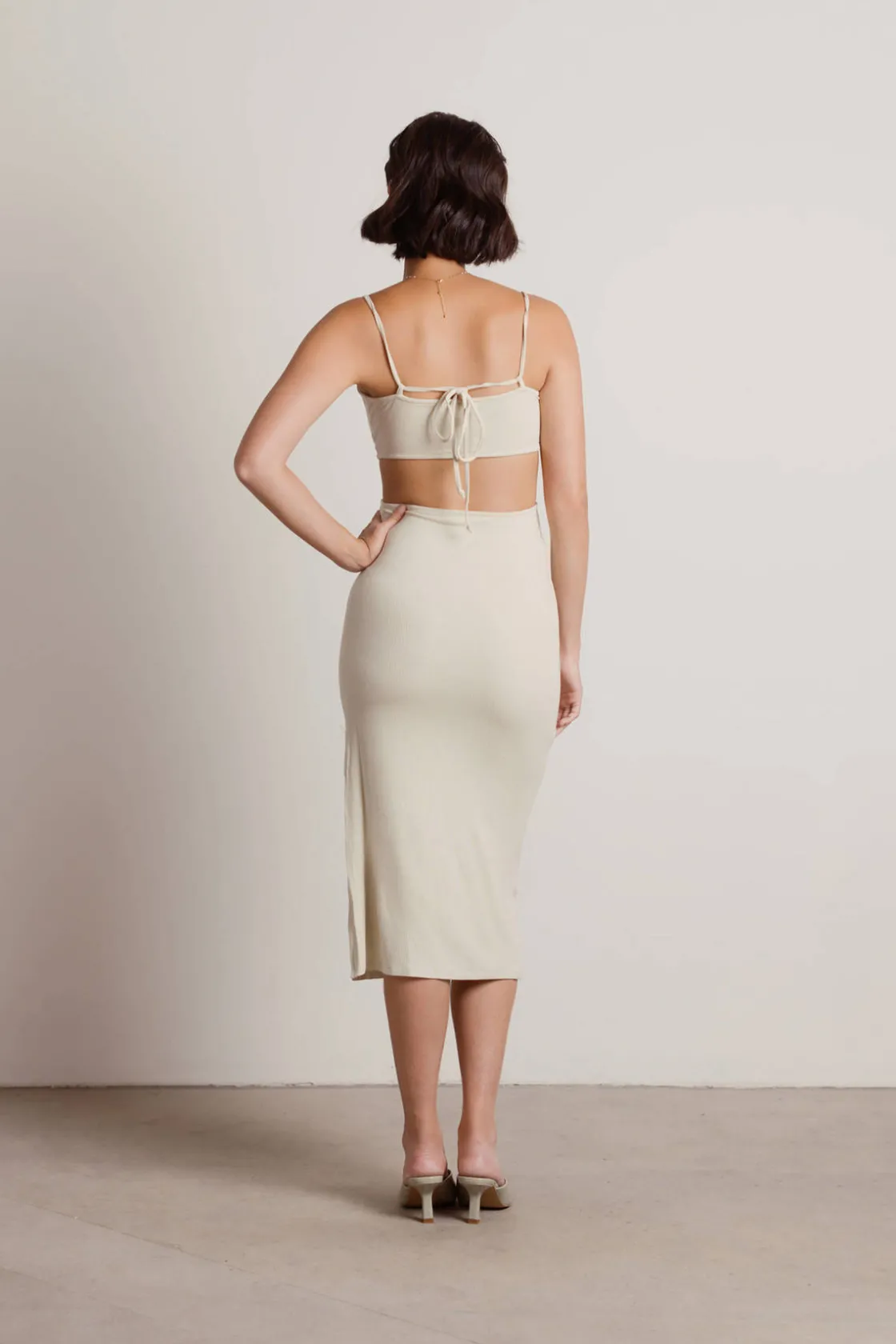 Tobi Lennon Cutout Slit Midi Dress - Chocolate Brown