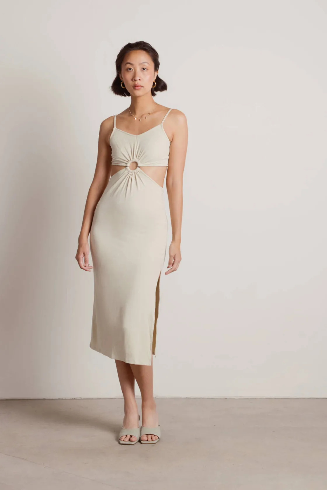 Tobi Lennon Cutout Slit Midi Dress - Chocolate Brown