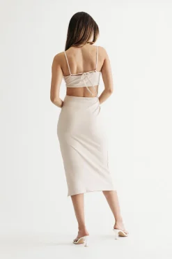 Tobi Lennon Cutout Slit Midi Dress - Chocolate Brown