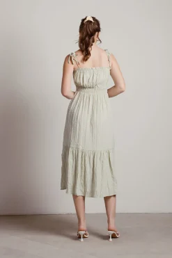 Tobi Let Me Down Slowly Crinkle Smocked Midi Dress -