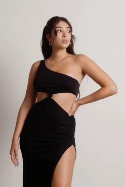 Tobi Lexi Cutout High Slit Midi Dress - Brown