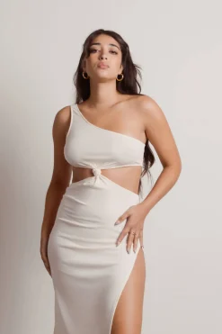 Tobi Lexi Cutout High Slit Midi Dress - Brown