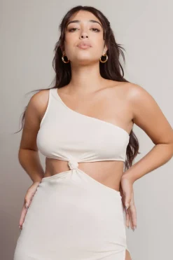 Tobi Lexi Cutout High Slit Midi Dress - Brown