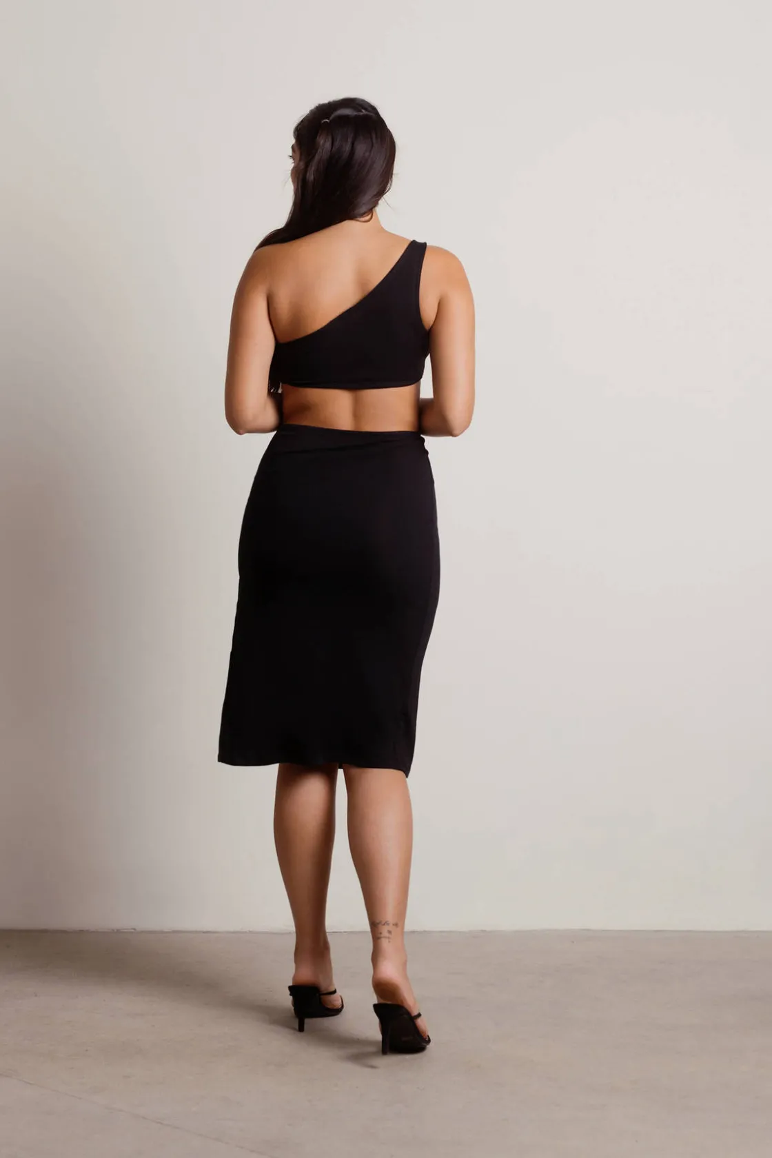 Tobi Lexi Cutout High Slit Midi Dress - Brown