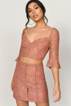 Tobi Lexy Lace Mini Skirt - Sienna