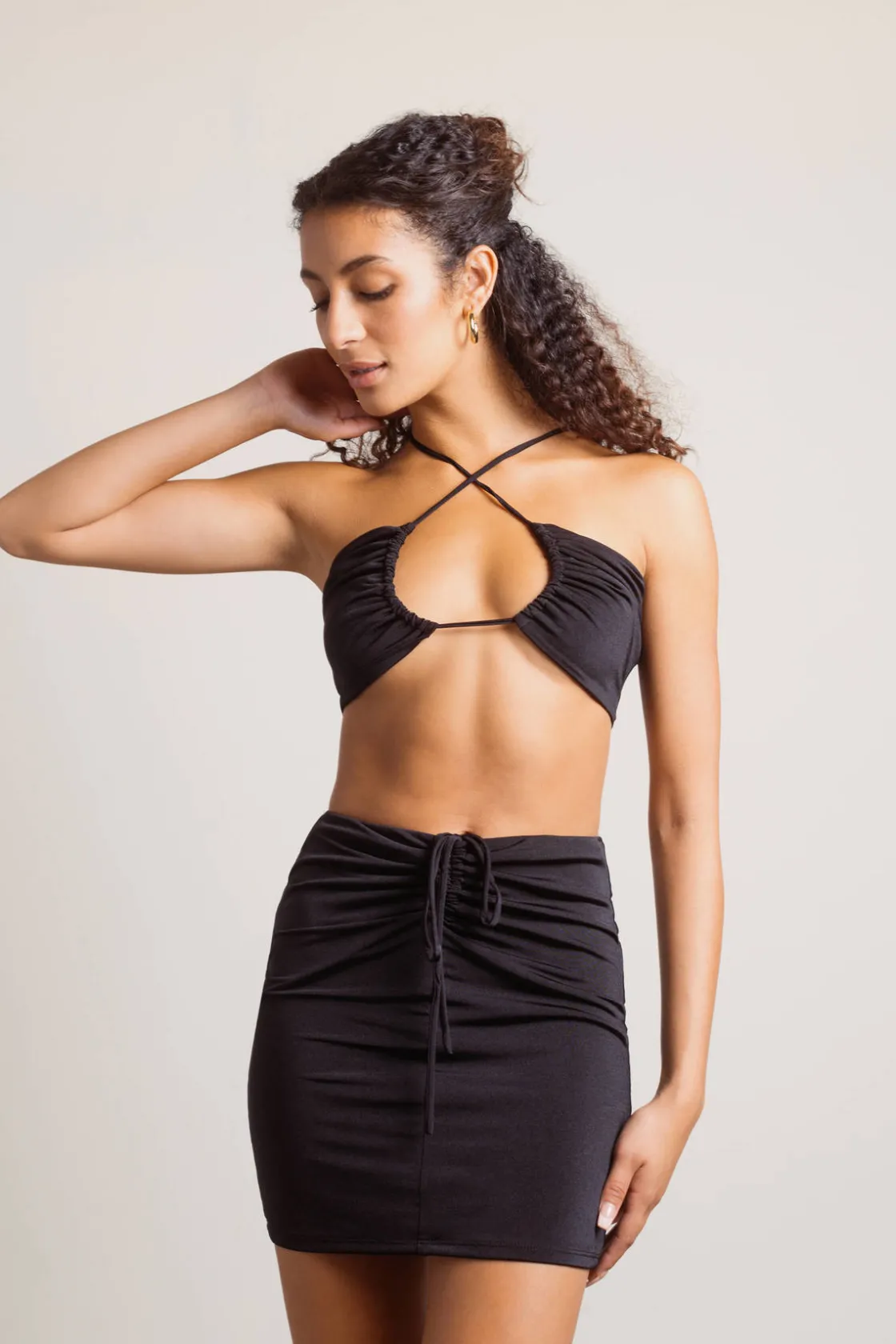 Tobi Lilith Strappy Crop Top And Mini Skirt Set -