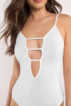 Tobi Lined Up Cutout Bodysuit - White
