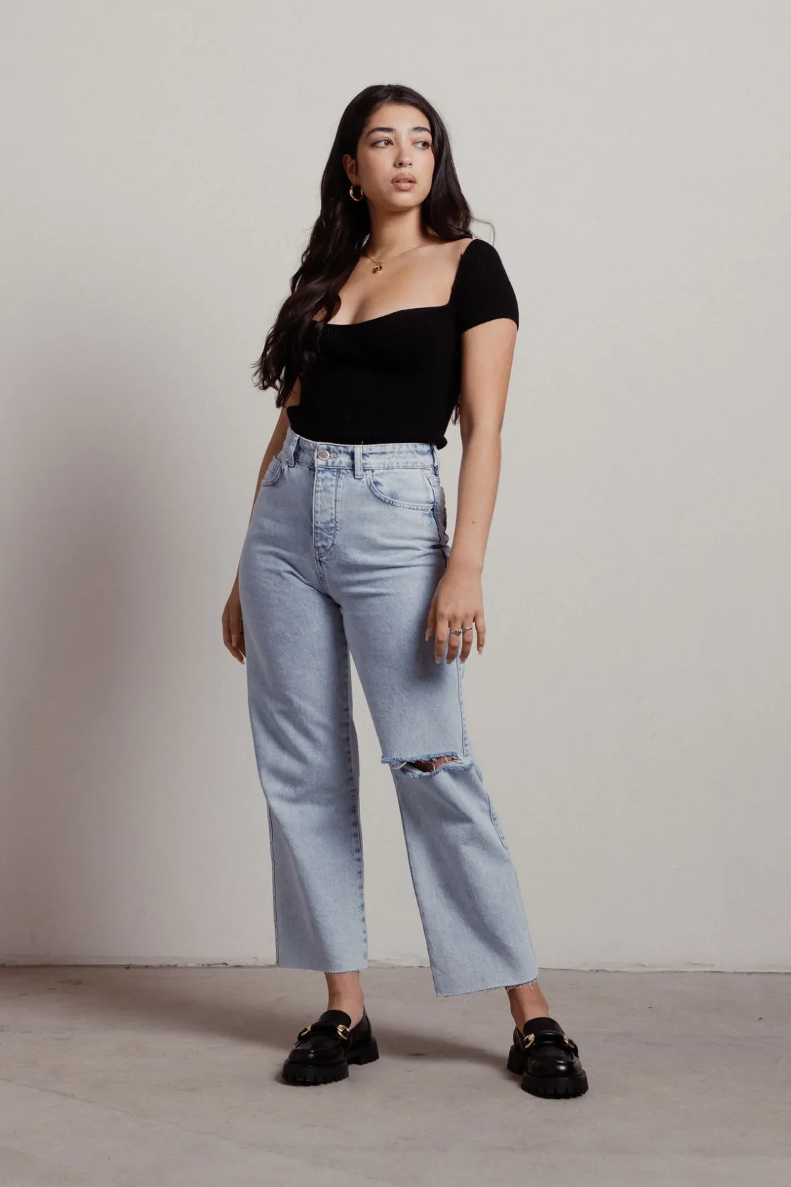 Tobi Linh Ribbed Top - Black