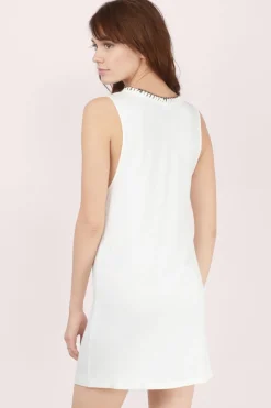 Tobi Link It Up Sleeveless Shift Mini Dress - Cream