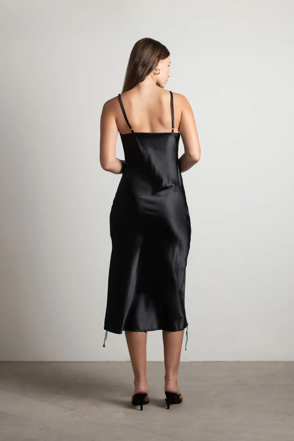 Tobi Listen To Me Satin Ruched Midi Dress - Blush