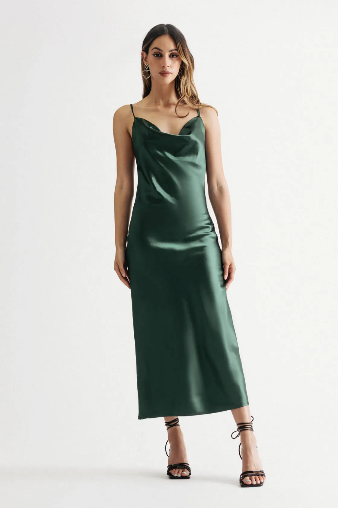 Tobi Listen To Me Satin Ruched Midi Dress - Blush
