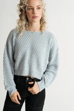 Tobi Little Secret Textured Sweater - Light Blue