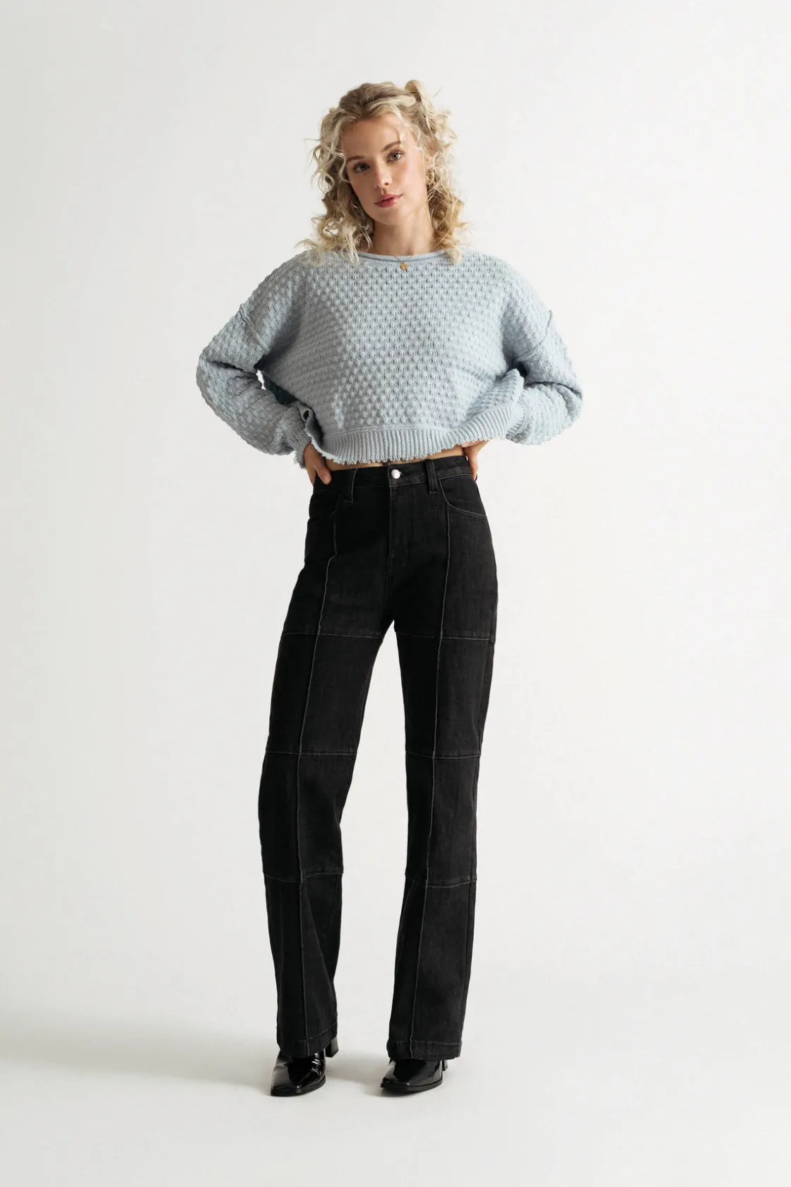 Tobi Little Secret Textured Sweater - Light Blue
