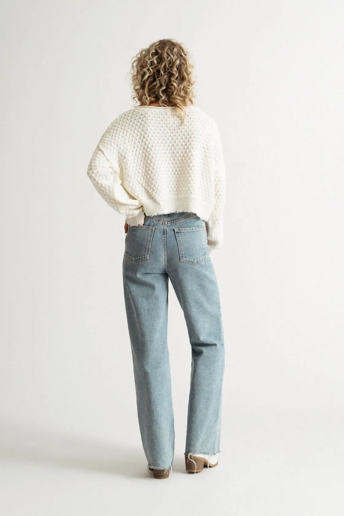 Tobi Little Secret Textured Sweater - Light Blue