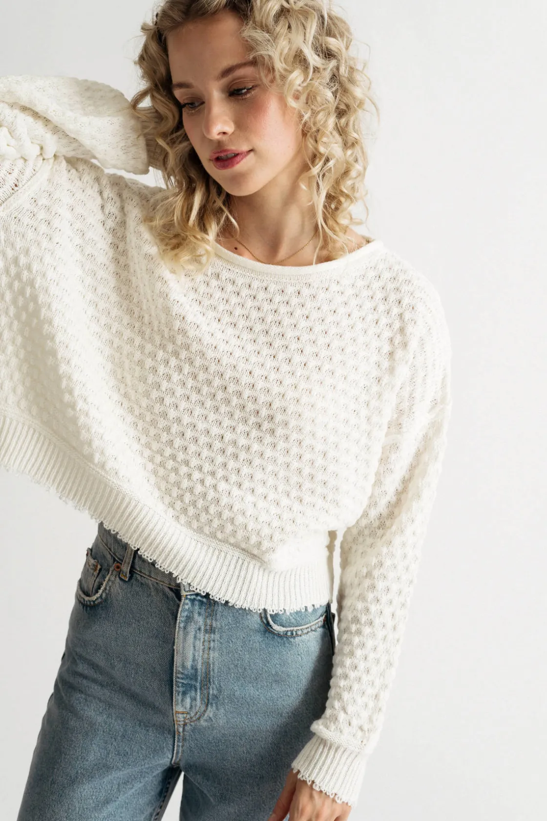 Tobi Little Secret Textured Sweater - Light Blue
