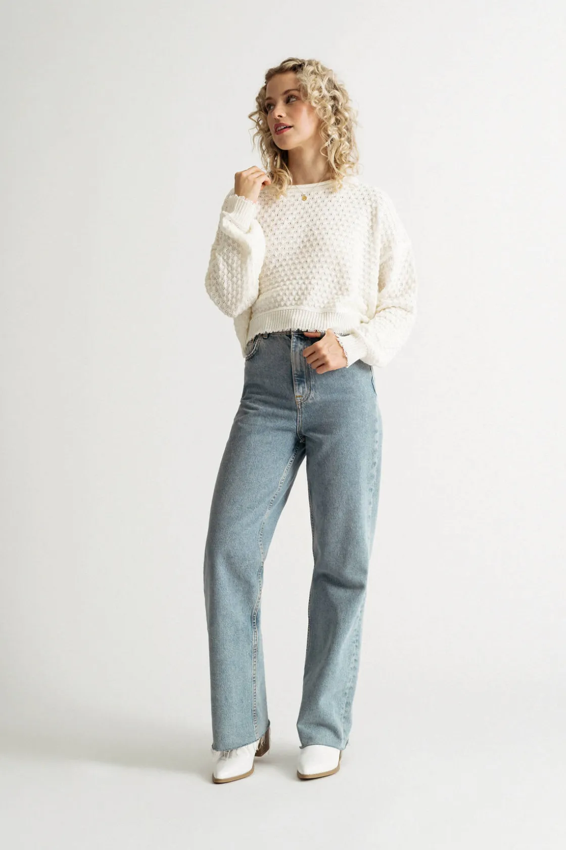 Tobi Little Secret Textured Sweater - Light Blue