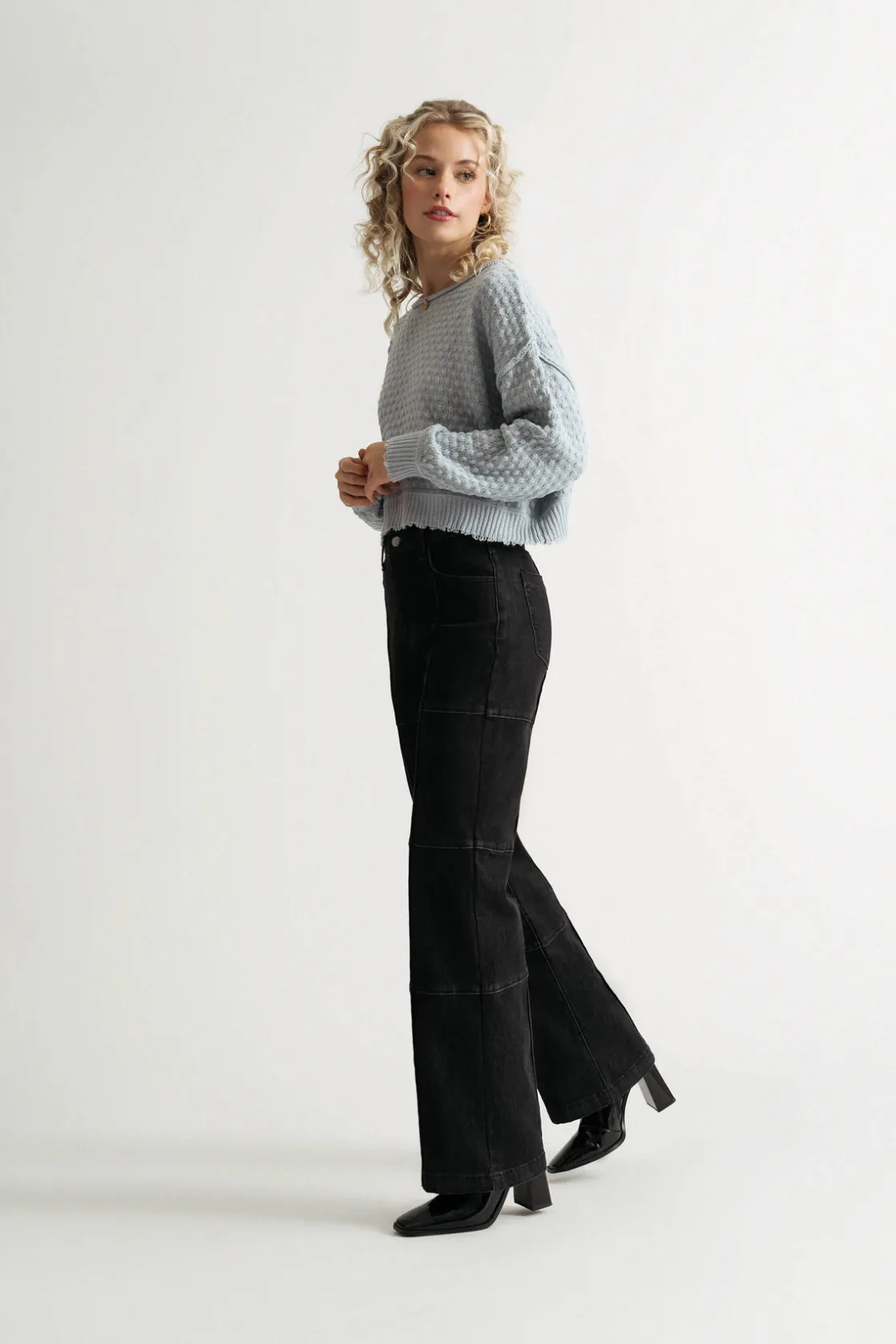 Tobi Little Secret Textured Sweater - Light Blue