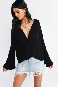 Tobi Look At The Light Surplice Top - Taupe