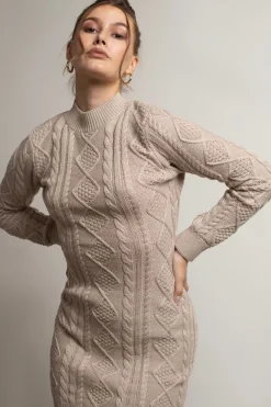 Tobi Look Back Backless Sweater Mini Dress - Stone