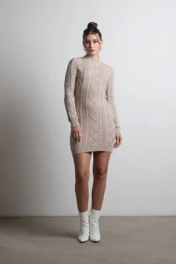 Tobi Look Back Backless Sweater Mini Dress - Stone
