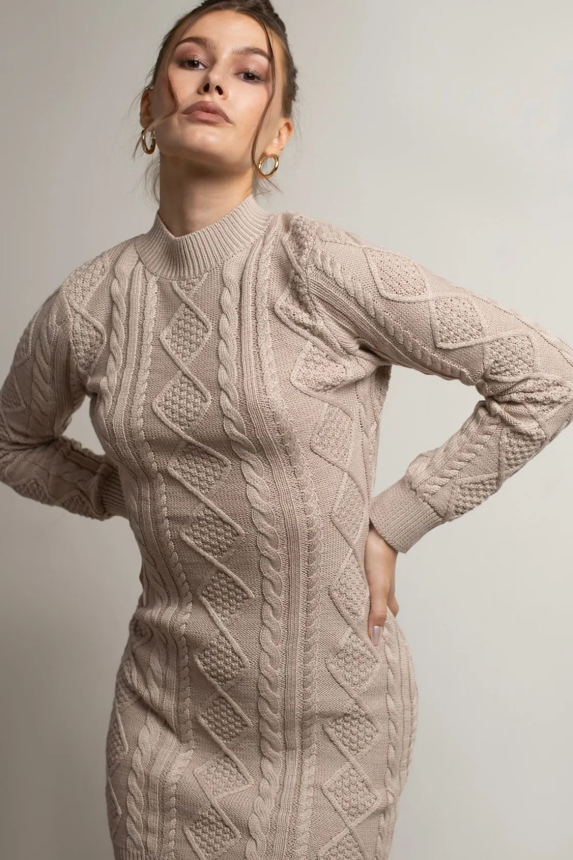Tobi Look Back Backless Sweater Mini Dress - Stone