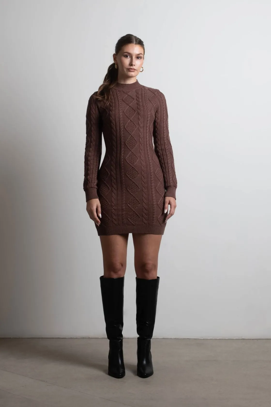 Tobi Look Back Backless Sweater Mini Dress - Stone