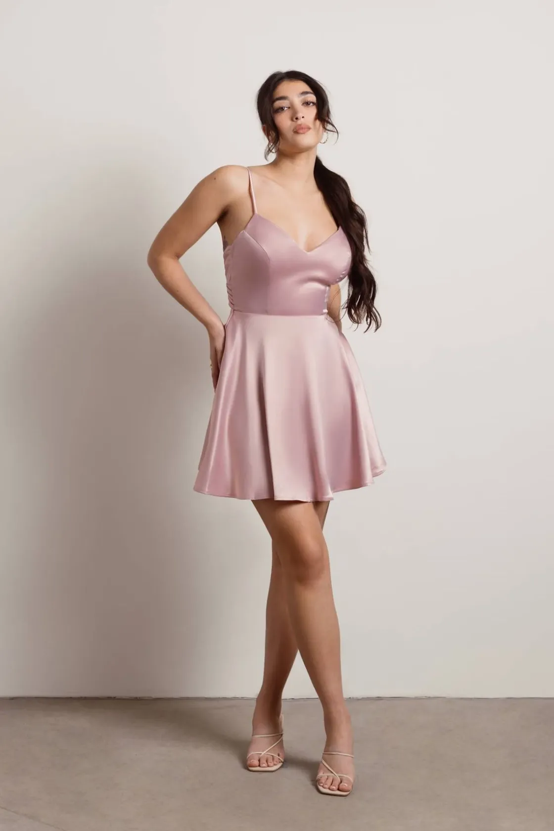 Tobi Loraine Open Back Skater Mini Dress - Cream