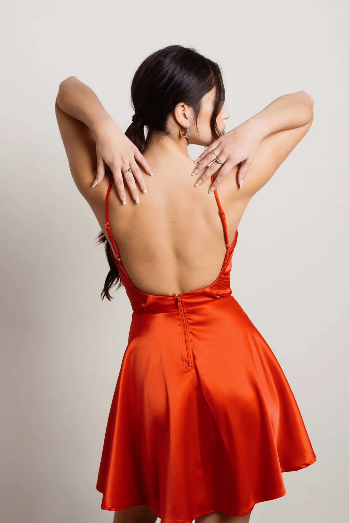 Tobi Loraine Open Back Skater Mini Dress - Cream