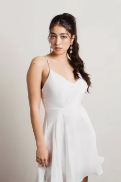 Tobi Lorena Cross Back Skater Mini Dress - White