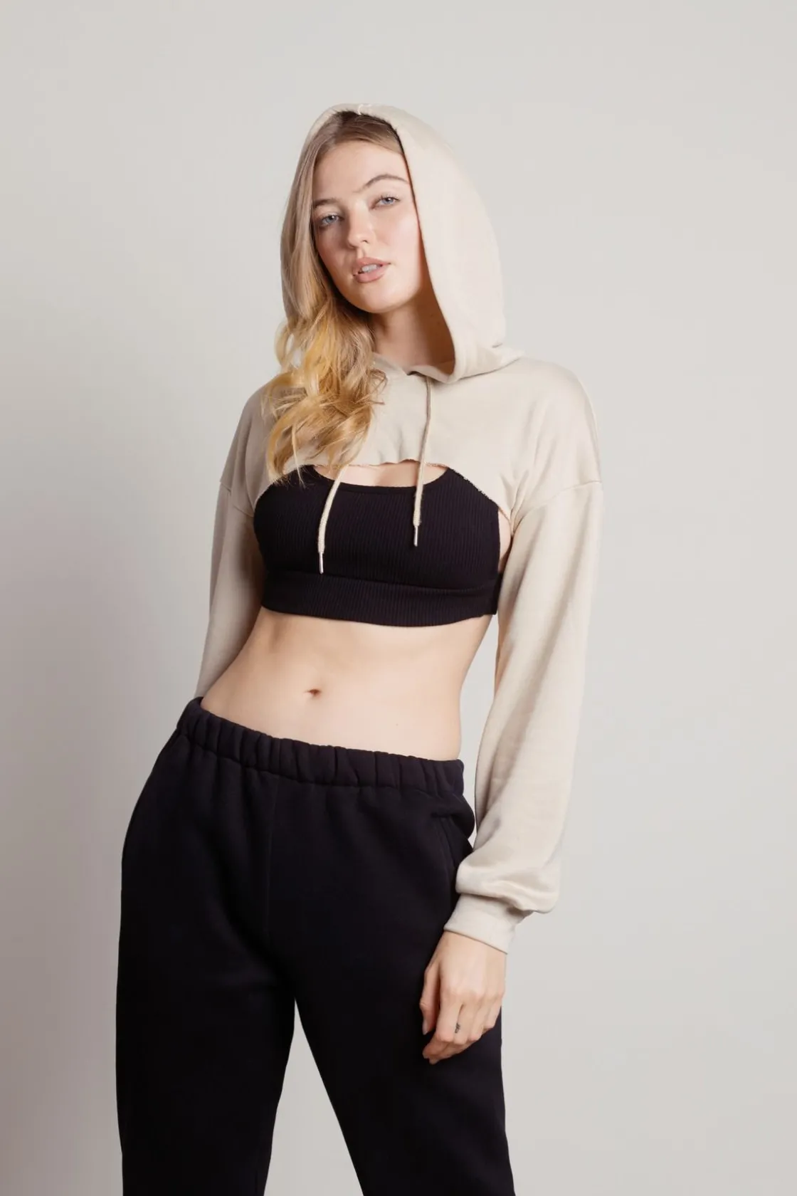 Tobi Lost And Found Cropped Hoodie - Heather Grey