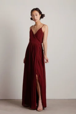 Tobi Love Galore Pleated Slit Maxi Dress - Light Blue