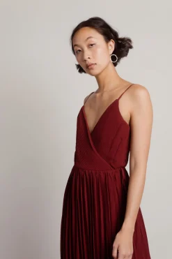 Tobi Love Galore Pleated Slit Maxi Dress - Light Blue