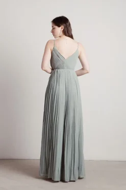 Tobi Love Galore Pleated Slit Maxi Dress - Light Blue