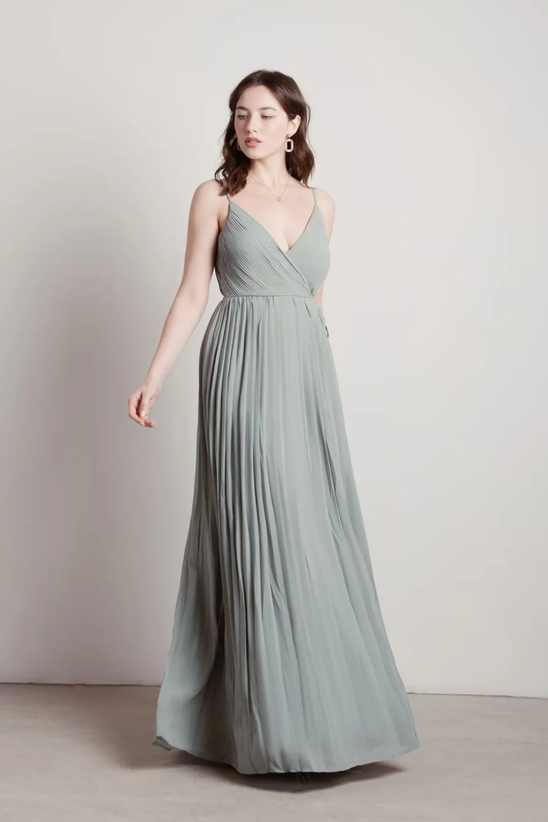 Tobi Love Galore Pleated Slit Maxi Dress - Light Blue