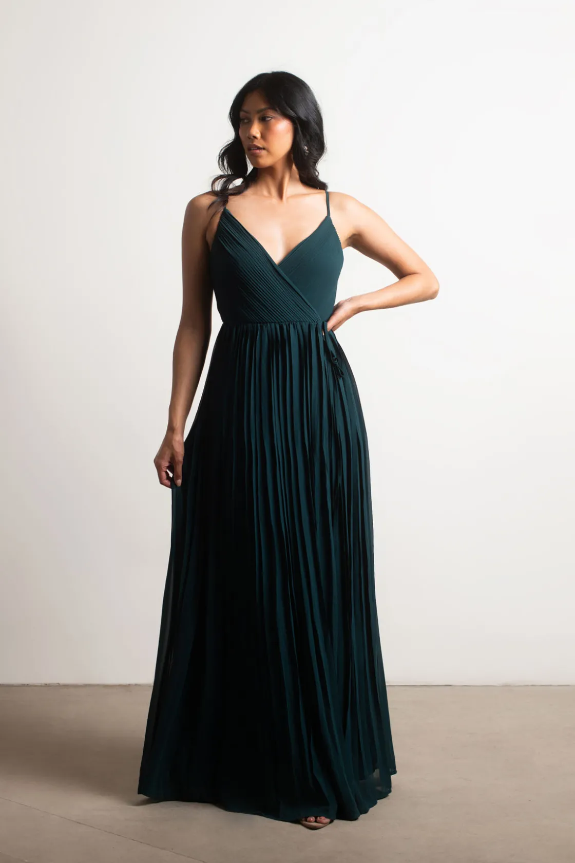 Tobi Love Galore Pleated Slit Maxi Dress - Light Blue